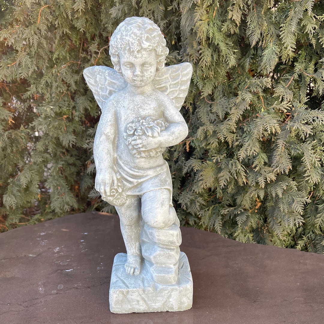 Angel Memorial Garden Statue Concrete Outdoor Painted Cement Large 18 ...