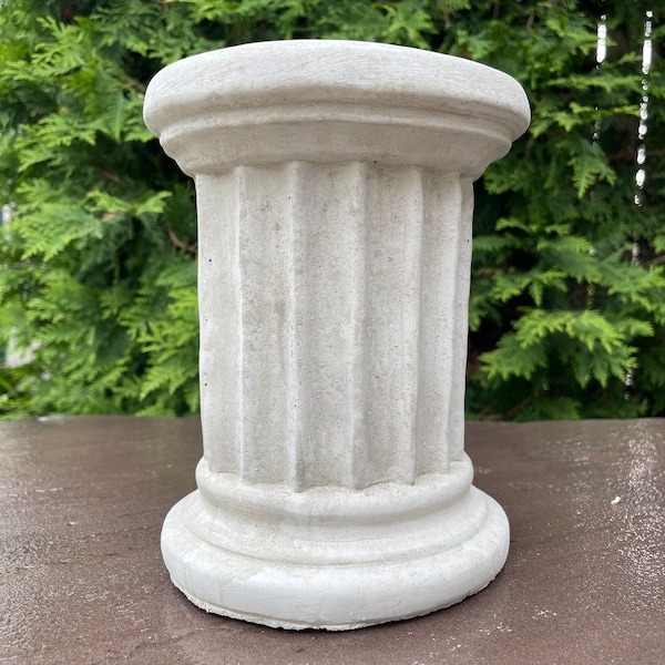 Concrete Pedestal Outdoor 8.5" Riser Cement Garden Statue Ornament Decorative Fluted Roman Column Stone Pillar Display Planter Base Gift