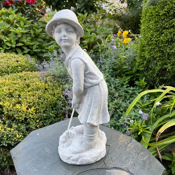 Cement Golfer Statue Etsy