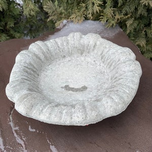 Concrete Bird Bath Bowl: 13 Inch Garden Statue - Modern Outdoor Yard