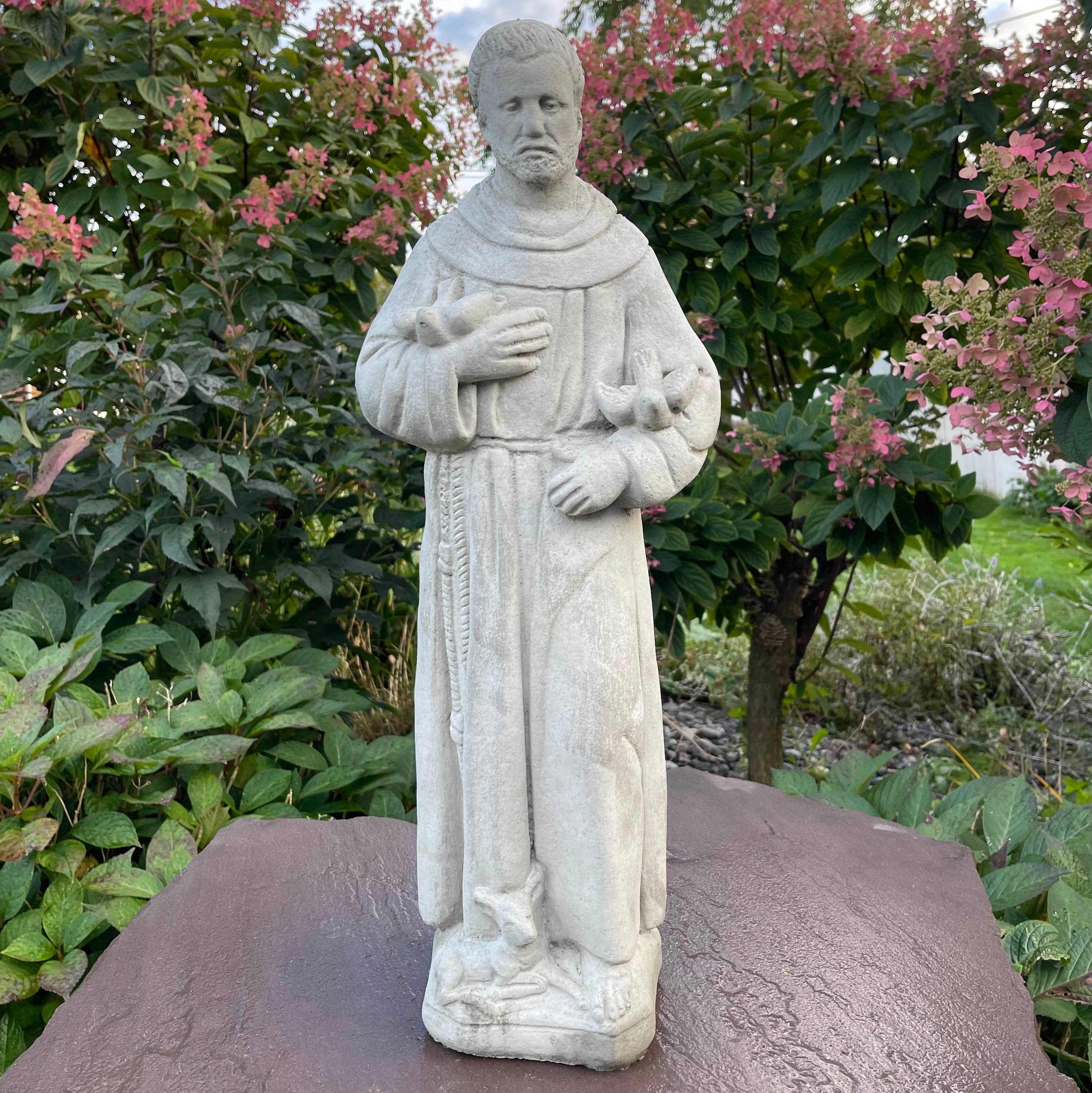 St Francis Garden Statue Concrete 24 Outdoor Saint of Etsy