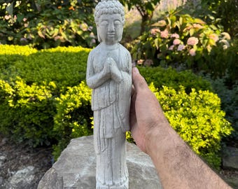Buddha Statue For Garden -  15” Outdoor Concrete Zen Meditation Sculpture - Peaceful Patio Ornament, Spiritual Serenity Yard Decor