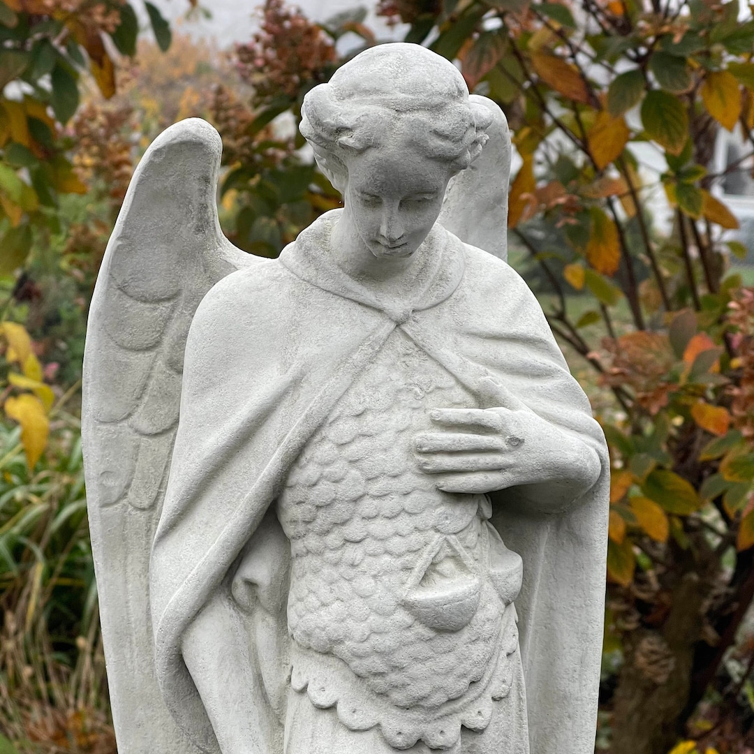 Large St Michael Garden Statue of Archangel Saint Slaying the Etsy