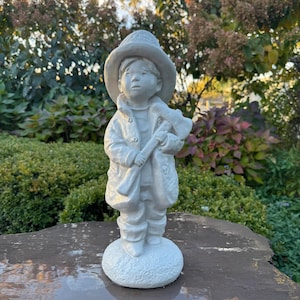 Firefighter Gift: 18&quot; Outdoor Concrete First Responder Fireman Garden Statue