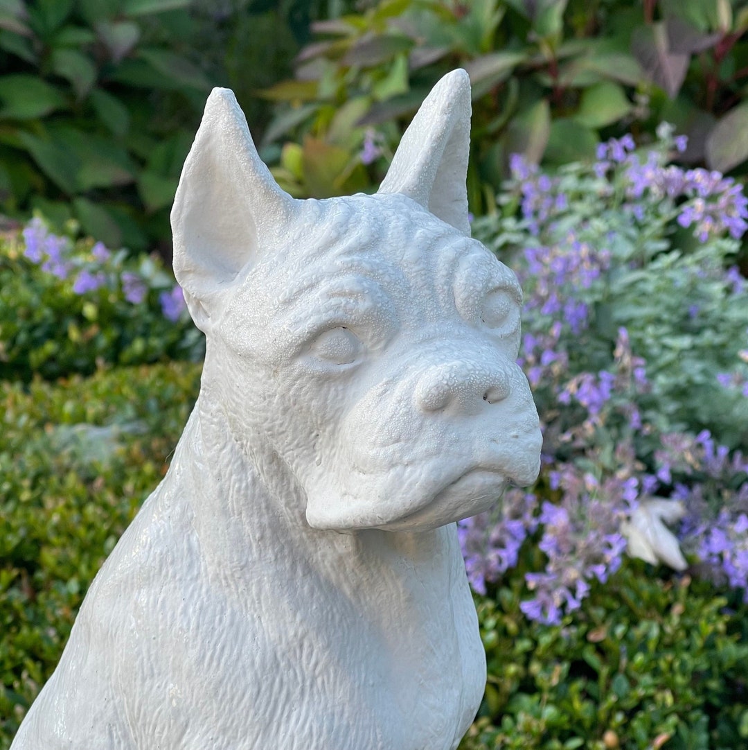 Boxer Dog Garden Statue 13 Outdoor Concrete Dog Memorial Pet Lover