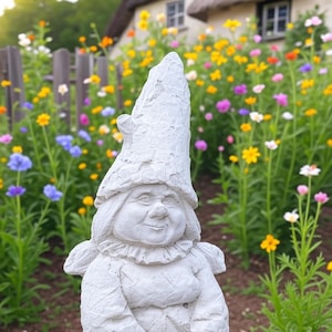 Concrete Gnome Garden Statue 13.5&quot; Cement Gnomes Yard Art Lawn Ornament Outdoor Decor Gift