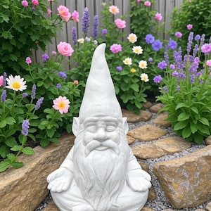Concrete Gnome Garden Statue 17&quot; Cement Gnomes Yard Art Lawn Ornament Outdoor Decor Gift