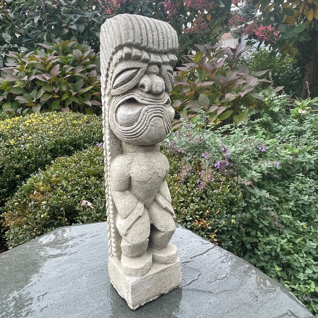Tiki Tim Garden Statue 15 5 Cast Stone Polynesian Decor Etsy Tiki Tim Garden Statue 15 5 Cast Stone Polynesian Decor Etsy