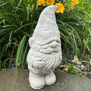 Concrete Gnome Garden Statue 14&quot; Cement Gnomes Yard Art Lawn Ornament Outdoor Decor Gift