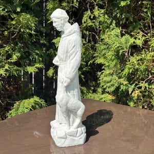 Christian Gift Of St. Francis Of Assisi Statue 17&quot; Outdoor Concrete Saint Decor, Spiritual Catholic Garden Art Sculpture Gift With Animals
