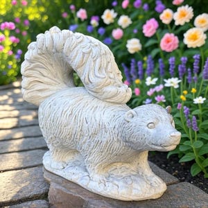 16&quot; Concrete Skunk Garden Statue: Funny Outdoor Lawn Ornament