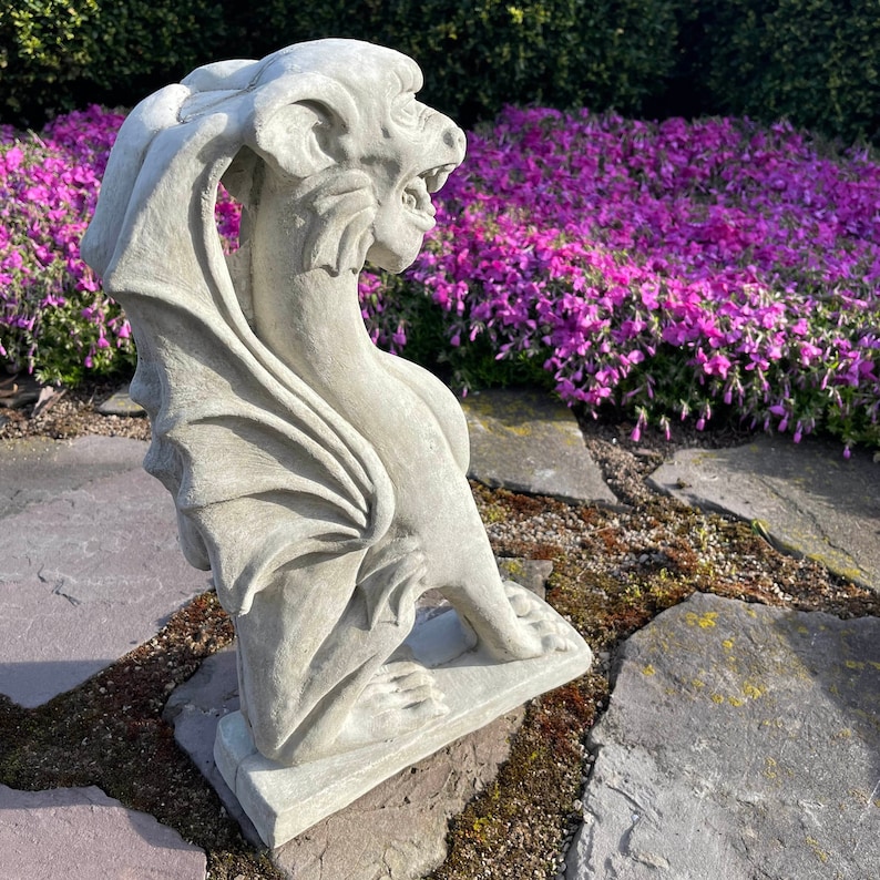 Large Concrete Gargoyle Statue 18" Griffin Gothic Garden Decor Yard Art ...