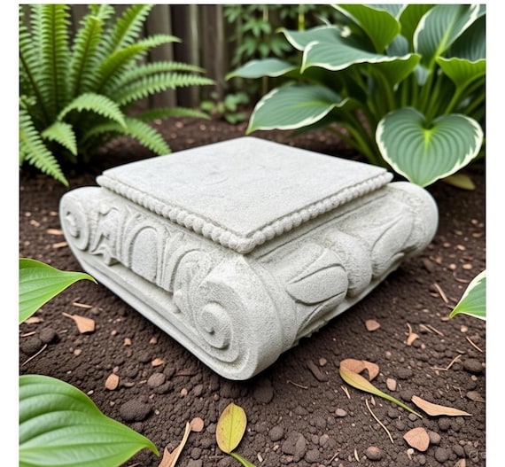 Modern Concrete Plant Pedestal Stand - 9 Inch Garden Art Sculpture Plinth Display Base for Outdoor Yard Decor