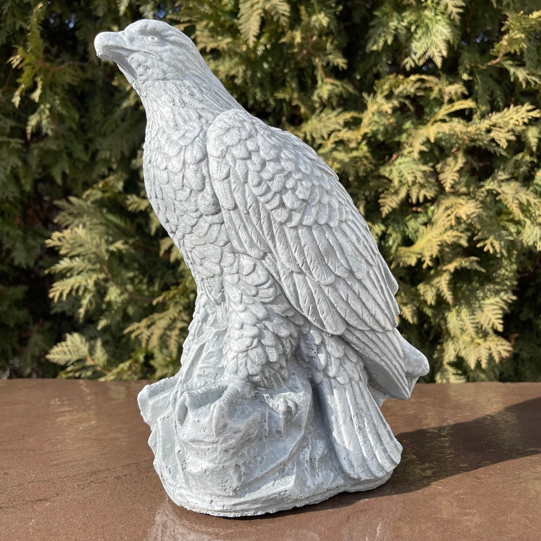 Concrete Eagle Statue for Outside 9 Painted Cement American Bald Bird Outdoor Garden Sculpture