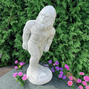 17” Bigfoot Garden Statue - Cement Sasquatch Sculpture, Yeti Outdoor Decor, Unique Mythical Creature Gift For Nature Lover, Patio Yard Art