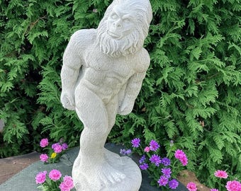 17” Bigfoot Garden Statue - Cement Sasquatch Sculpture, Yeti Outdoor Decor, Unique Mythical Creature Gift For Nature Lover, Patio Yard Art