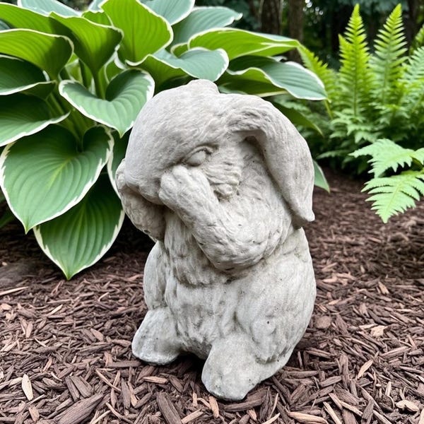 Concrete Rabbit Statue 10 Inch Modern Bunny Garden Sculpture Outdoor Yard Decor Lawn Ornament Animal Art Gift