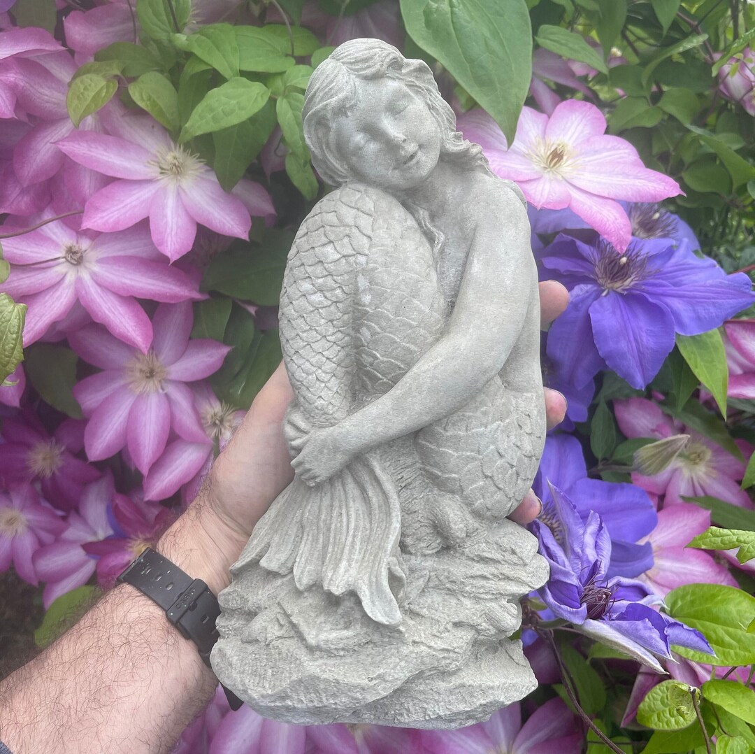 Concrete Mermaid Garden Statue Outdoor Garden 10 Large Cement Lawn