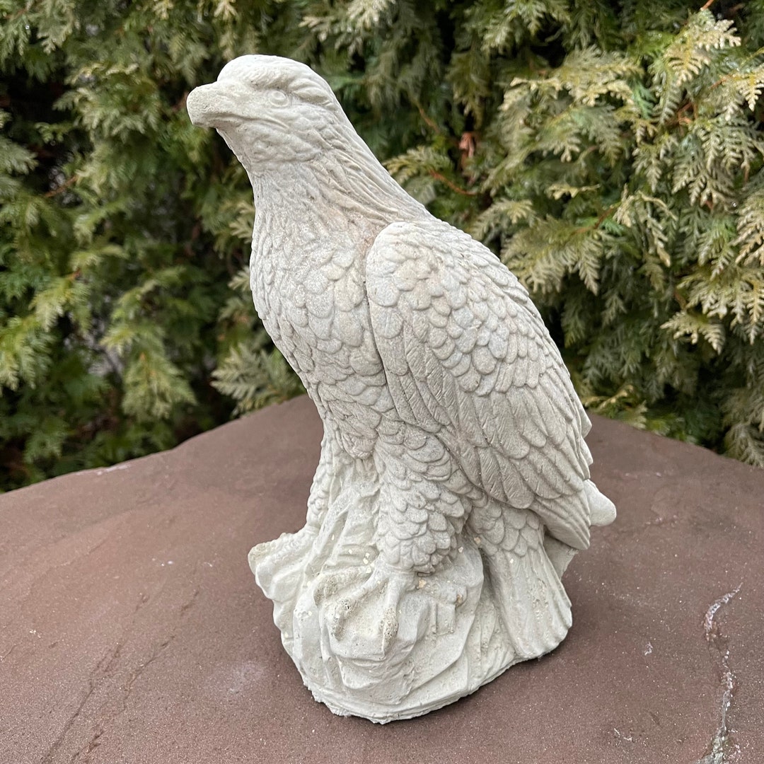 Cement Eagle Garden Statue Painted Concrete 9 Outdoor American Bald