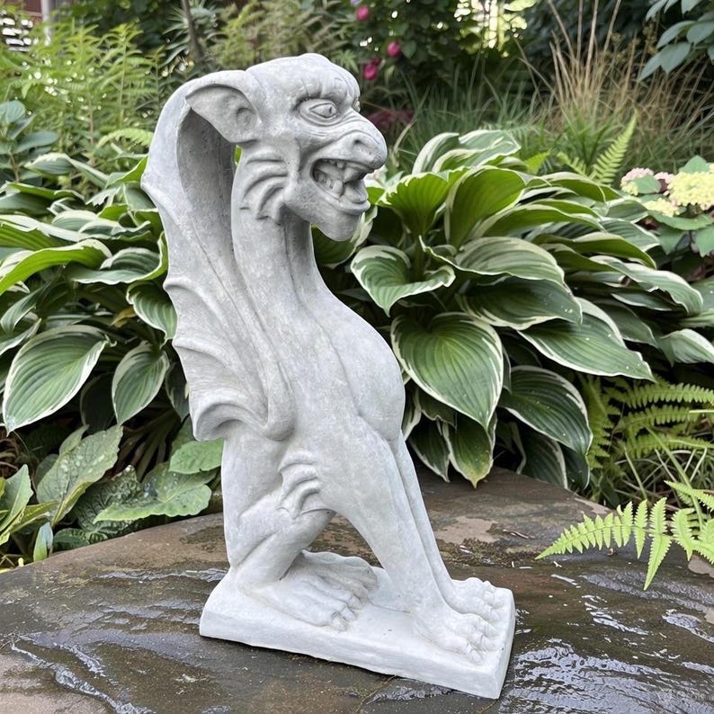 Large Concrete Gargoyle Statue 18" Griffin Gothic Garden Decor Yard Art ...