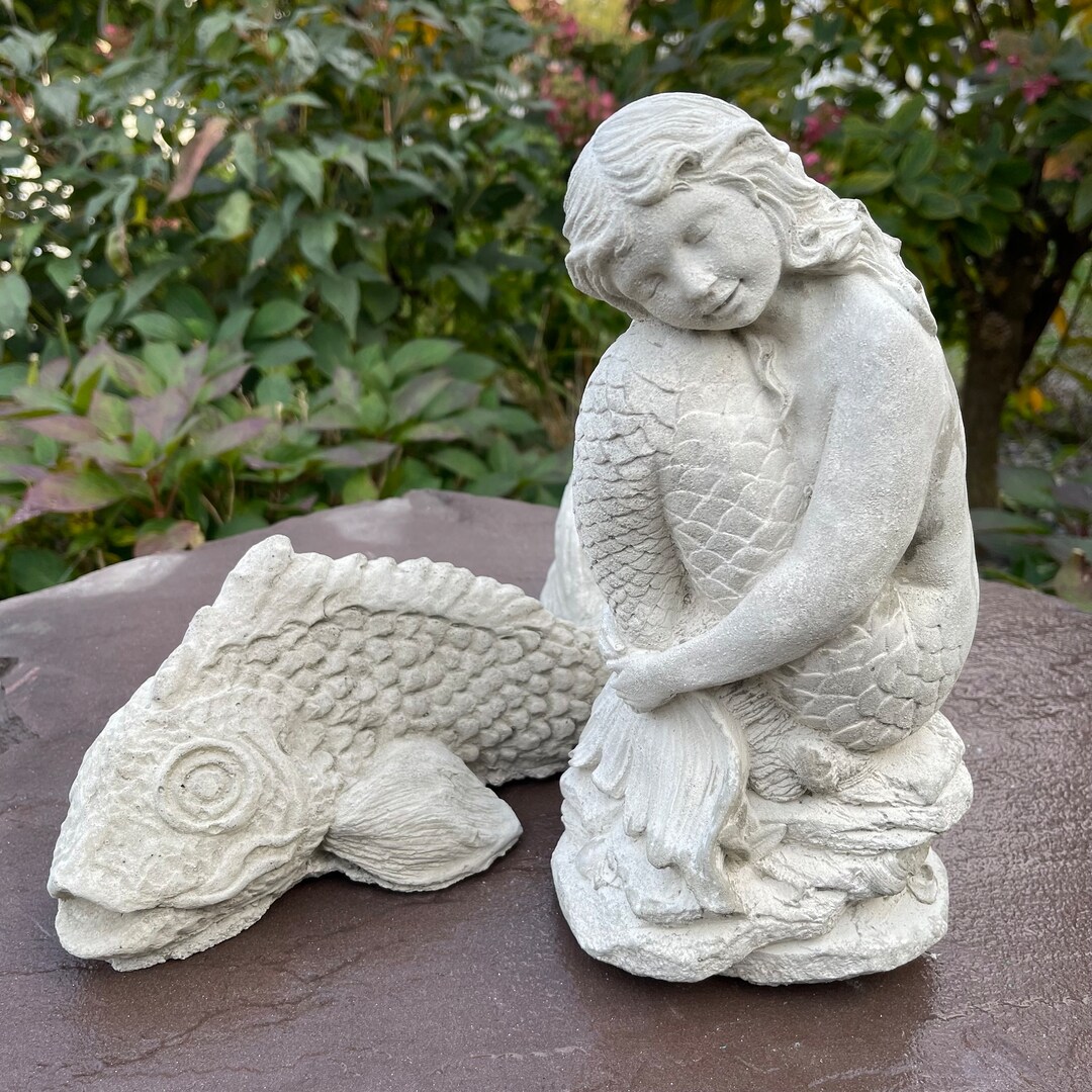 Cement Mermaid Garden Statue Outdoor Garden 10 Large Concrete Lawn