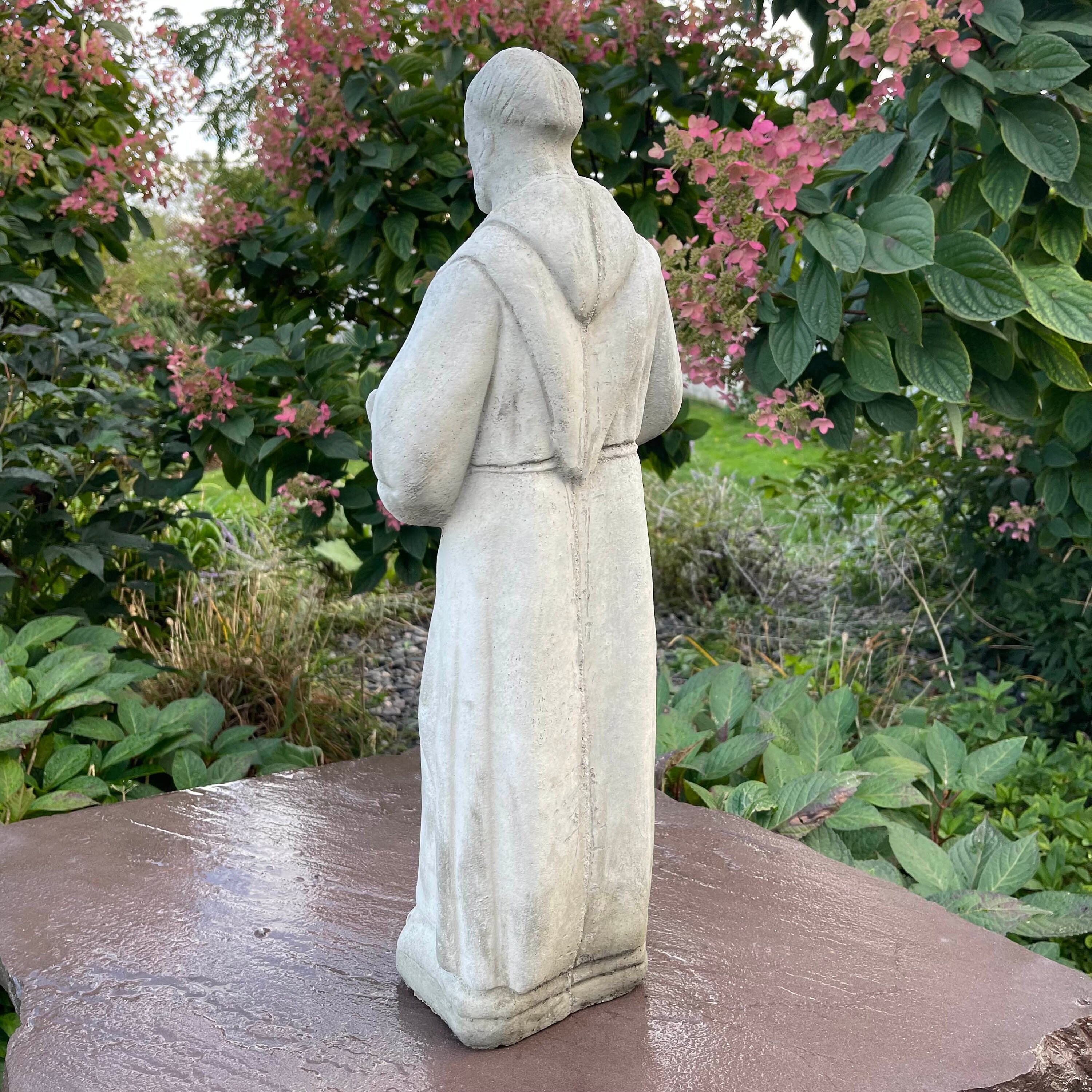 24 Inch Concrete Saint Francis Statue With Birds Catholic Garden ...