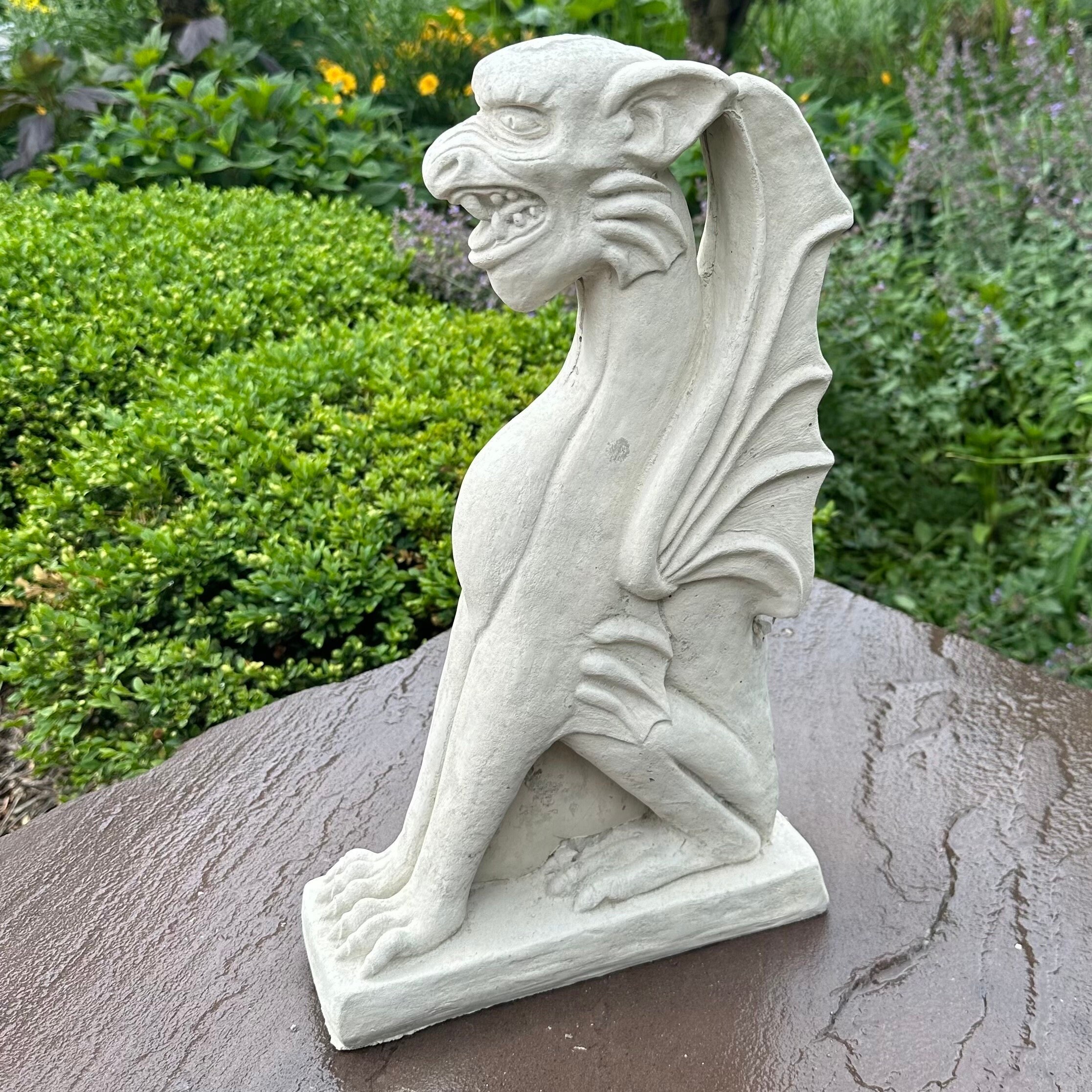 Large Concrete Gargoyle Statue 18" Griffin Gothic Garden Decor Yard Art ...