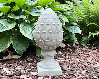 Concrete Artichoke Finial Fountain Top 14.5" Outdoor Garden Statue Sculpture Yard Ornament