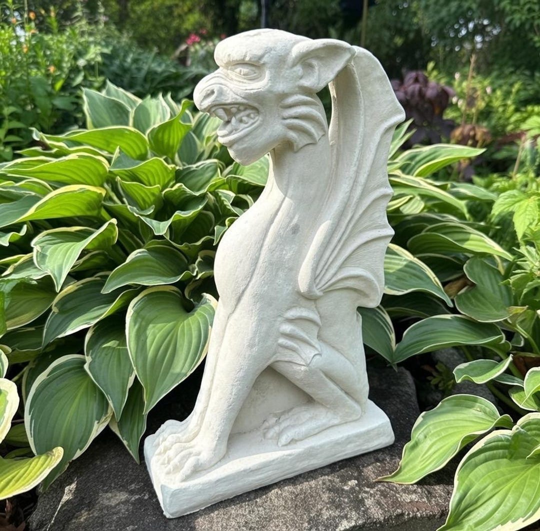 Large Concrete Gargoyle Statue 18" Griffin Gothic Garden Decor Yard Art ...