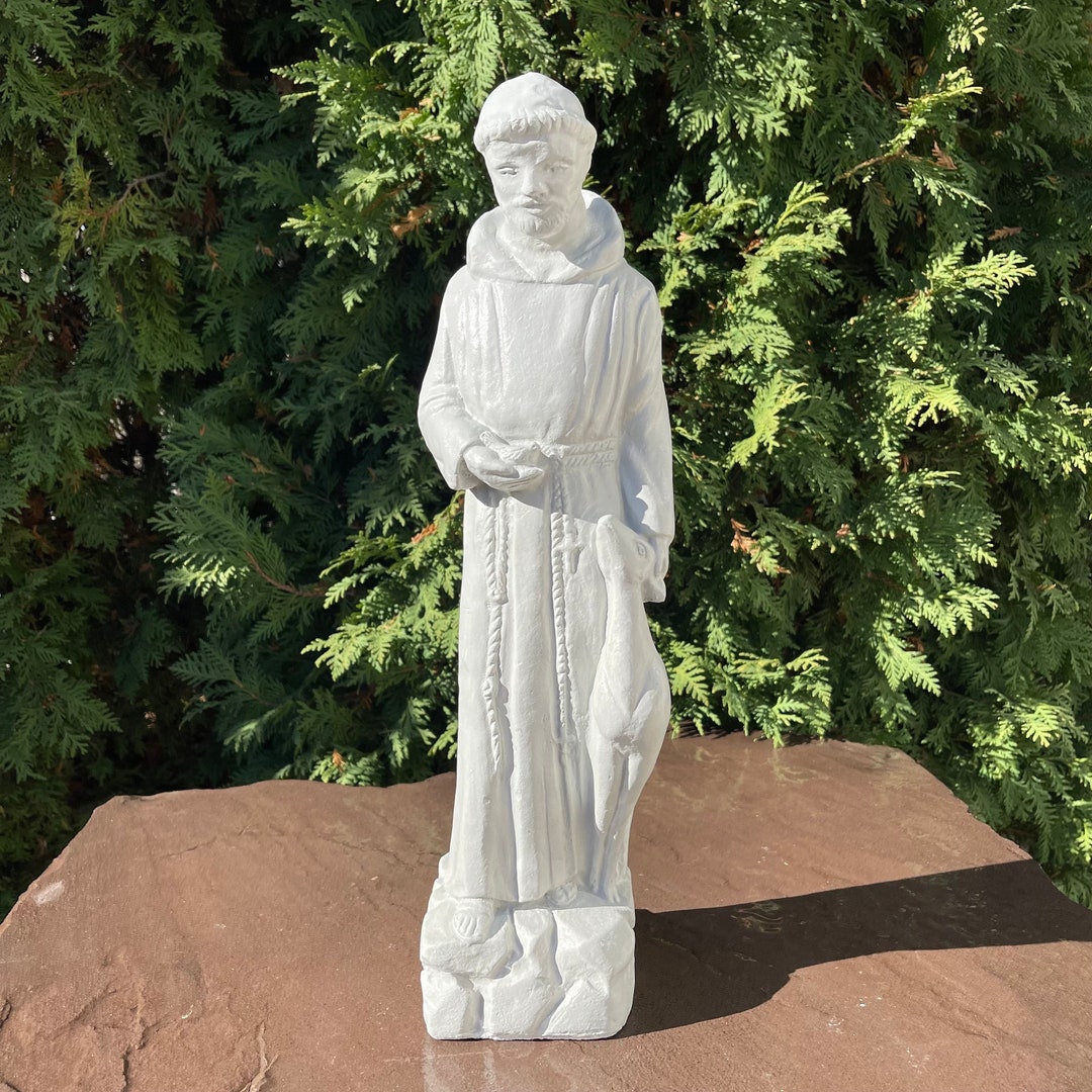 17 Concrete Saint Francis Garden Statue Outdoor St of Assisi Large Painted Yard Sculpture