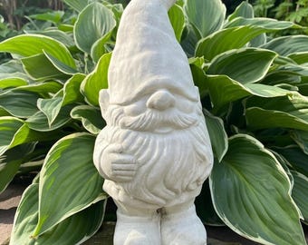 Modern Concrete Garden Gnome Statue 14" Whimsical Outdoor Yard Art Sculpture Decor Gift