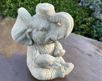10&quot; Replacement Concrete Elephant Fountain Top Large Outdoor Finial Stone Water Feature Spout Yard Decor Garden Ornament Statue Spitter