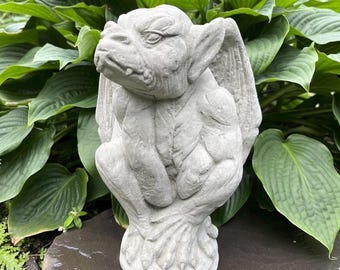 Concrete Gargoyle Statue: Gothic Winged Guardian, Outdoor Decor - Etsy