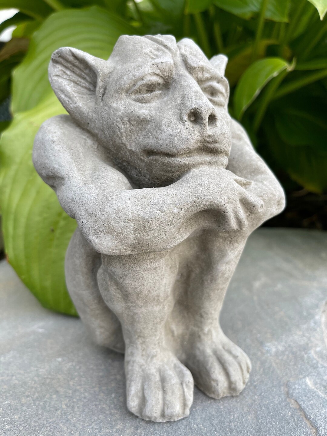 Concrete Gargoyle Garden Statue Cast Cement Yard Ornament Etsy