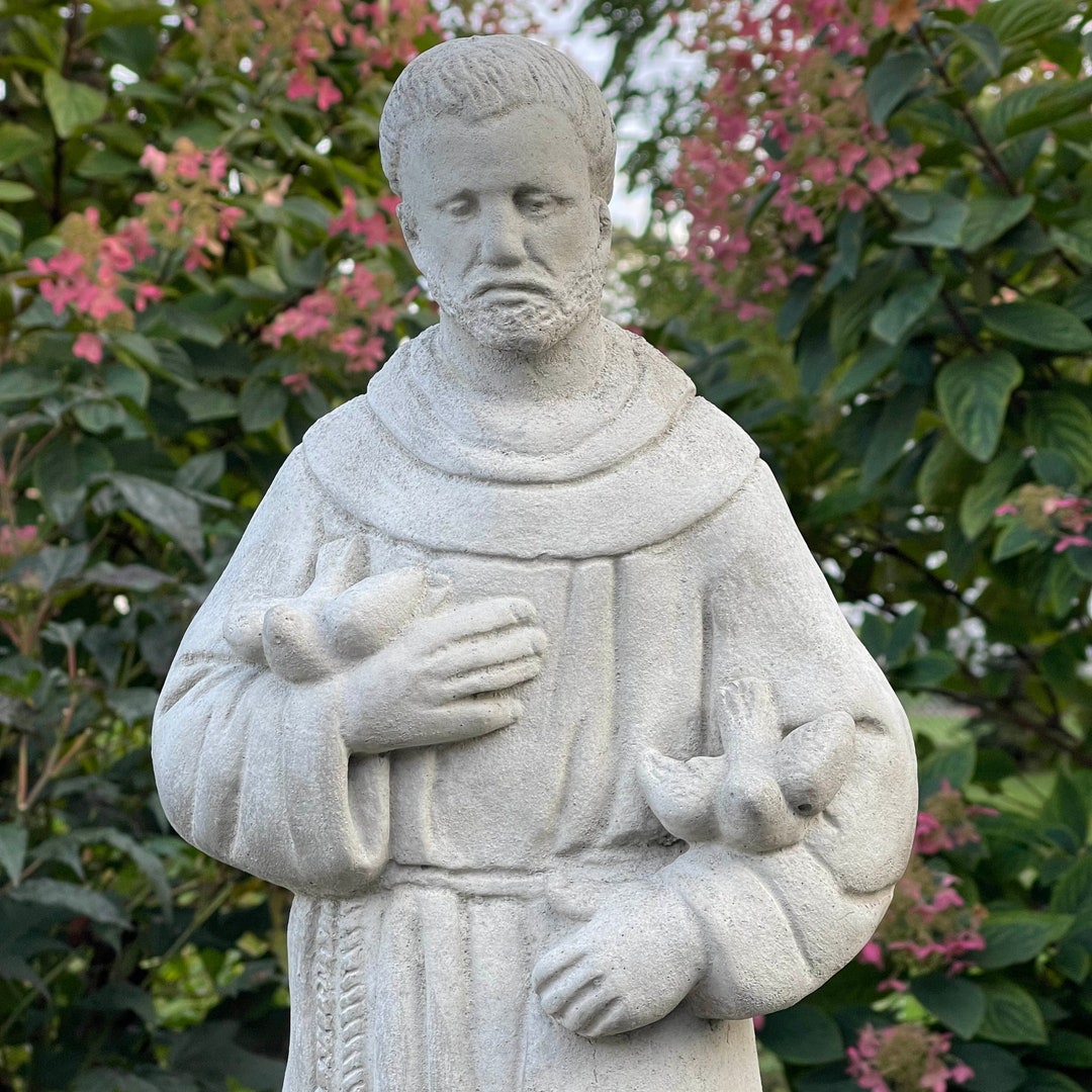 St Francis Garden Statue Concrete 24 Outdoor Saint of Etsy