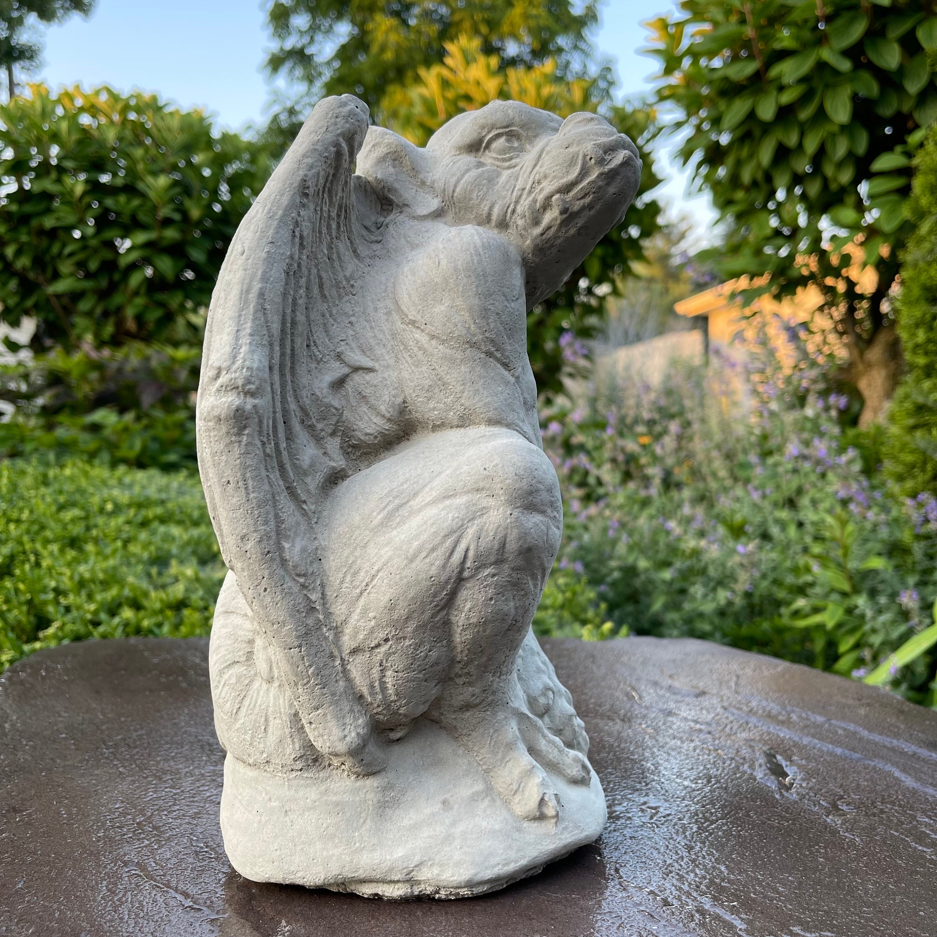 Gothic Winged Gargoyle Concrete Statue 11 Inch Garden Sculpture Outdoor ...