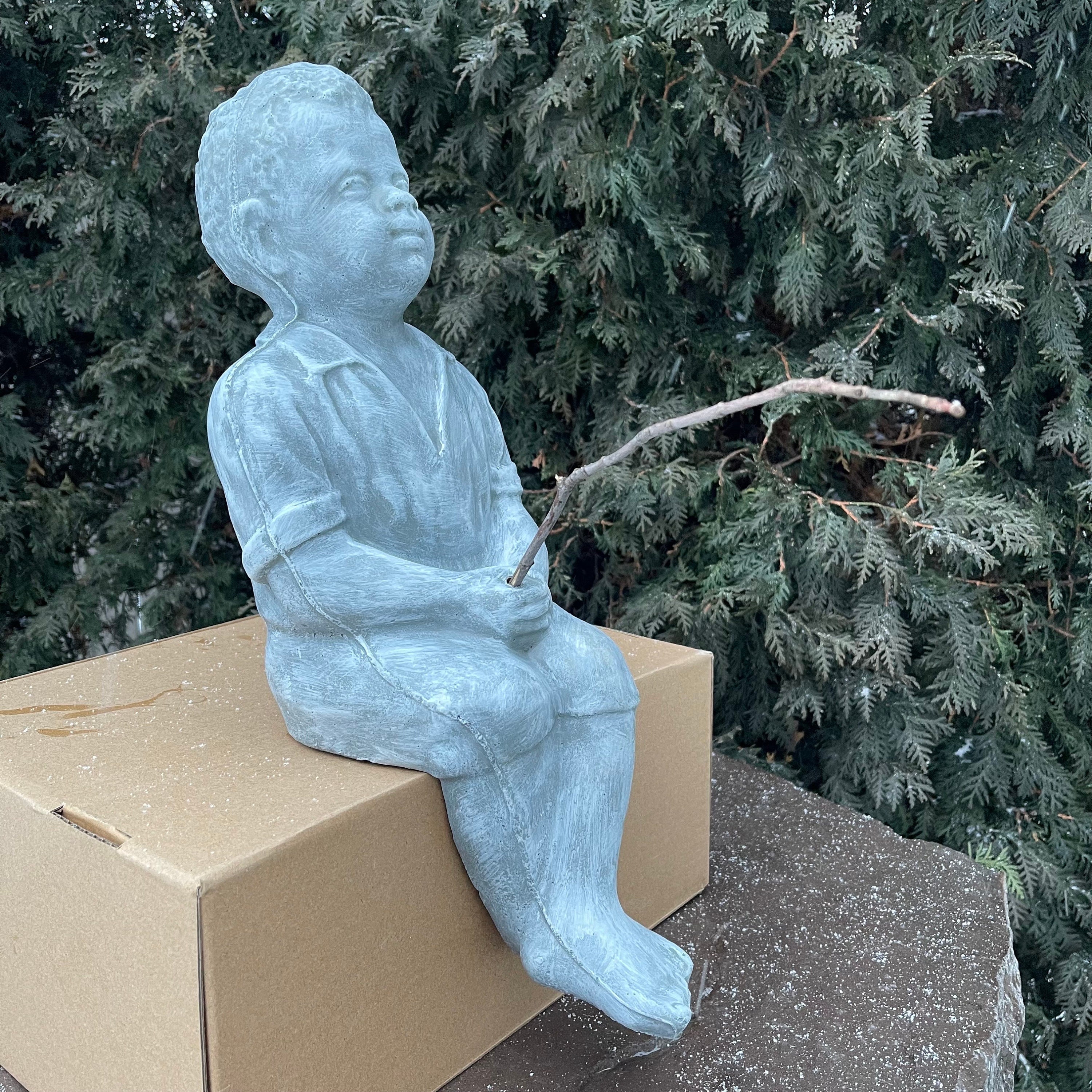 Little Boy Fishing Statue