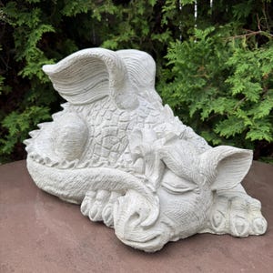 Fantasy Dragon Gifts - 20&quot; Large Sleeping Concrete Garden Statue, Outdoor Yard Decor Sculpture Figurine, Cement Lawn Ornament Art Gift Items