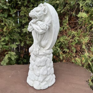 20&quot; Large Gargoyle Garden Statue - Handmade Outdoor Concrete Gothic Medieval Grotesque Decor, Unique Yard Sculpture For Patio Lawn Halloween