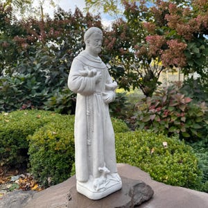 Large Religious statue Depicting St Francis Of Assisi 24&quot; Concrete Outdoor Decor
