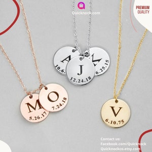 Saint-Valentin, nom personnalisé Collier,Pendentif Collier,Bijoux cadeaux,Cadeau Saint-Valentin,Nom personnalisé date Collier,cadeau couple QKJ124