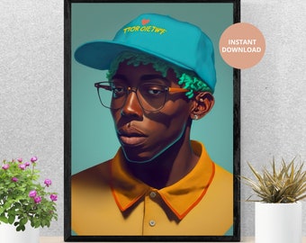 Tyler The Creator Poster, Tyler Portrait, Tyler Print, Tyler Creator Album, Digital Poster, Music Wall Art, Dorm Room Decor Wall Art