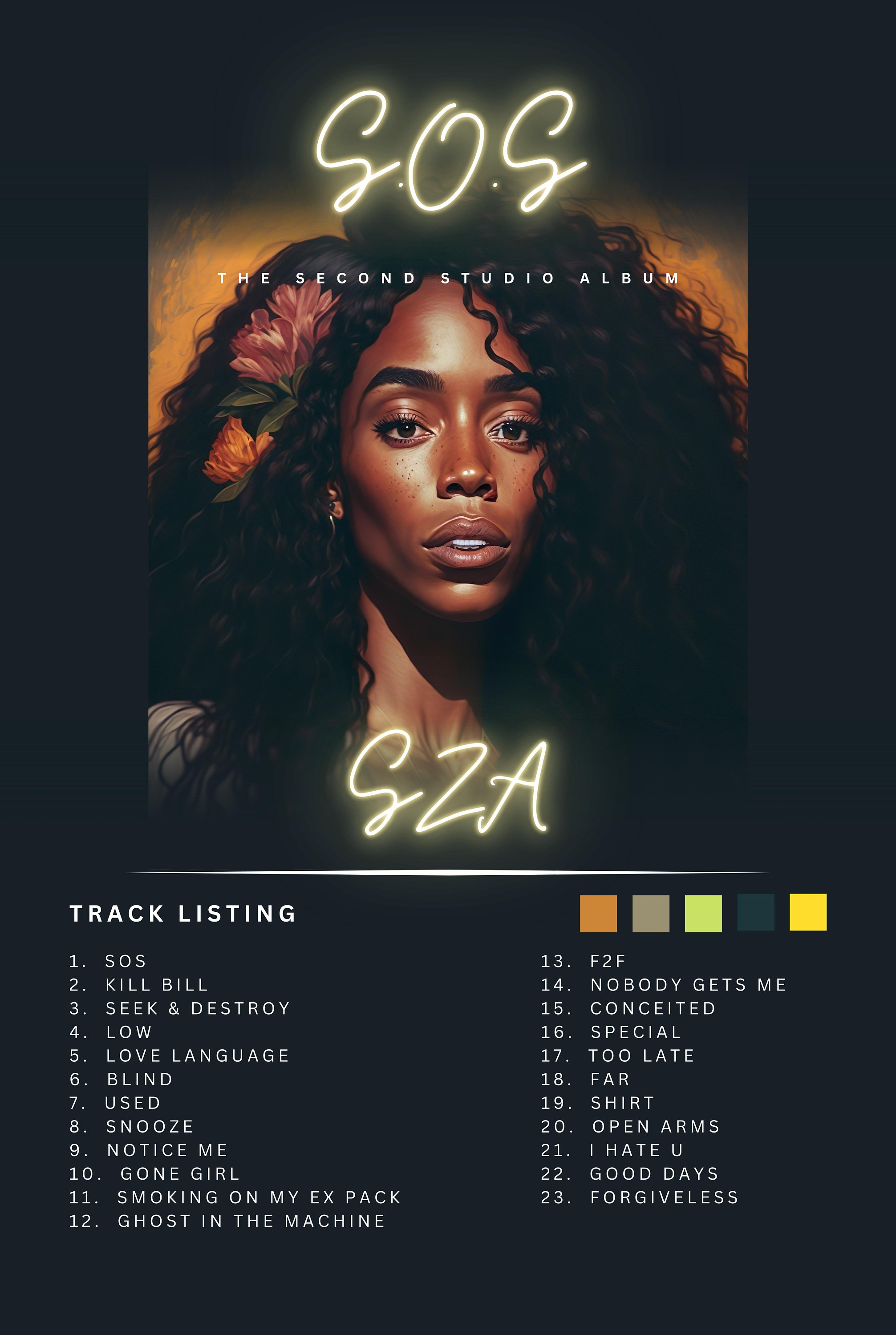 SZA Album Cover, SOS Album Cover, SZA Print, Sza Album, Sos Album, Sza Digital Print, Sza