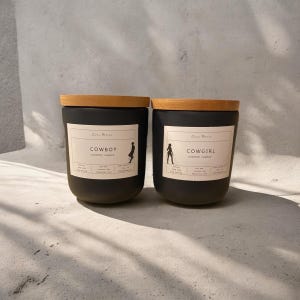 カウボーイまたはカウガールのソイココナッツワックスキャンドル