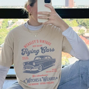 Weasley's Flying Car Bookish Shirt, Vintage Weasley Shirt, Book Merch Bookish Aesthetic HP Tshirt, Universal Book Lover Gift
