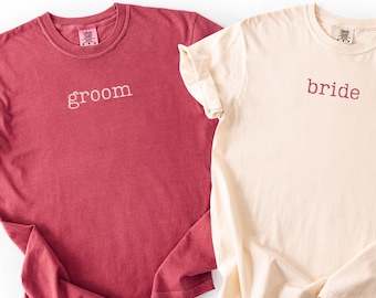 Comfort Colors Bride and Groom Shirt, Matching Couples Shirt, Wedding Gift for Newlyweds, Honeymoon Shirt