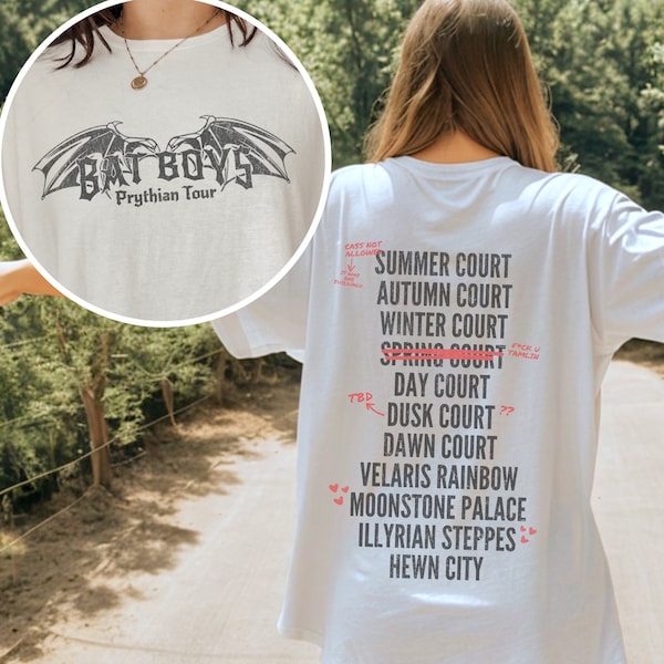 Bat Boys Prythian Tour Distressed Bookish Band Tee, Officially Licensed ACOTAR Merch Bookworm, Enemies to Lovers Reading Lover Shirt, EUROPE