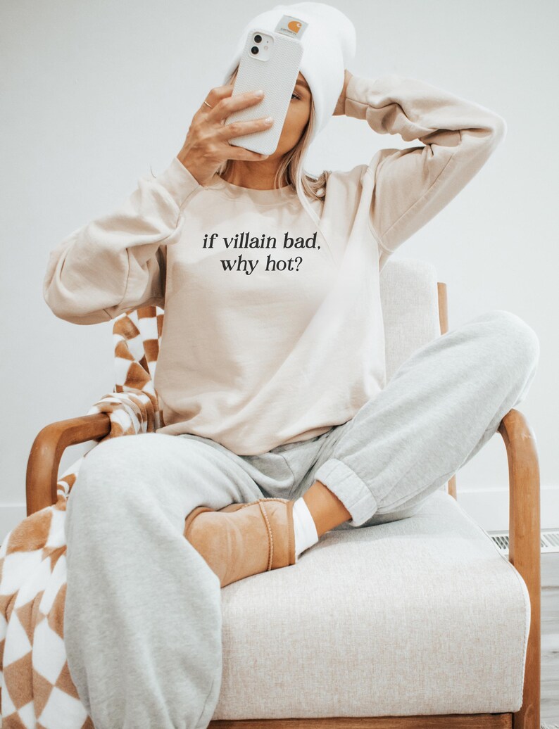 If villain bad Why hot Bookish Sweatshirt, Team Villain Crewneck, Reading Sweatshirt, Book Lover Bookworm Gift, Morally Grey Reader Sweater Sand