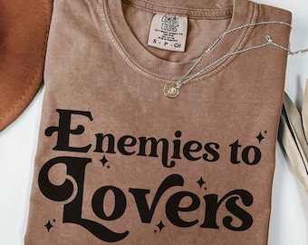 comfort Colors Enemies To Lovers Bookish Shirt, Book Tropes Romantasy Merch,Bookworm Bookstagram Booktok Tshirt, Dark Romance Reader Gift