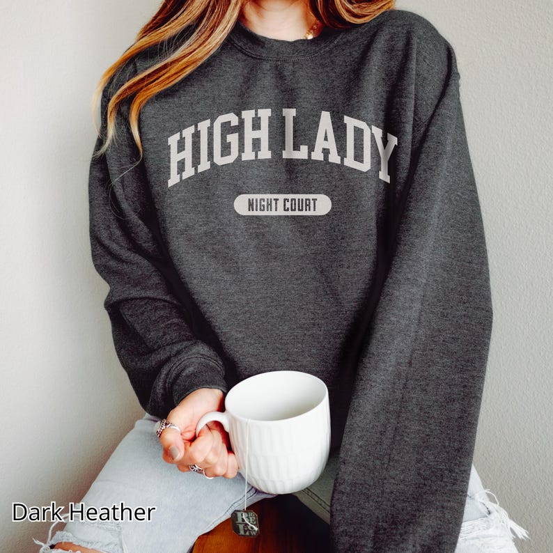 High Lady of the Night Court Sweatshirt, Feysand Sweatshirt, Bookish Shirt Comfort Colors, Romantasy Reader Gift Dark Heather